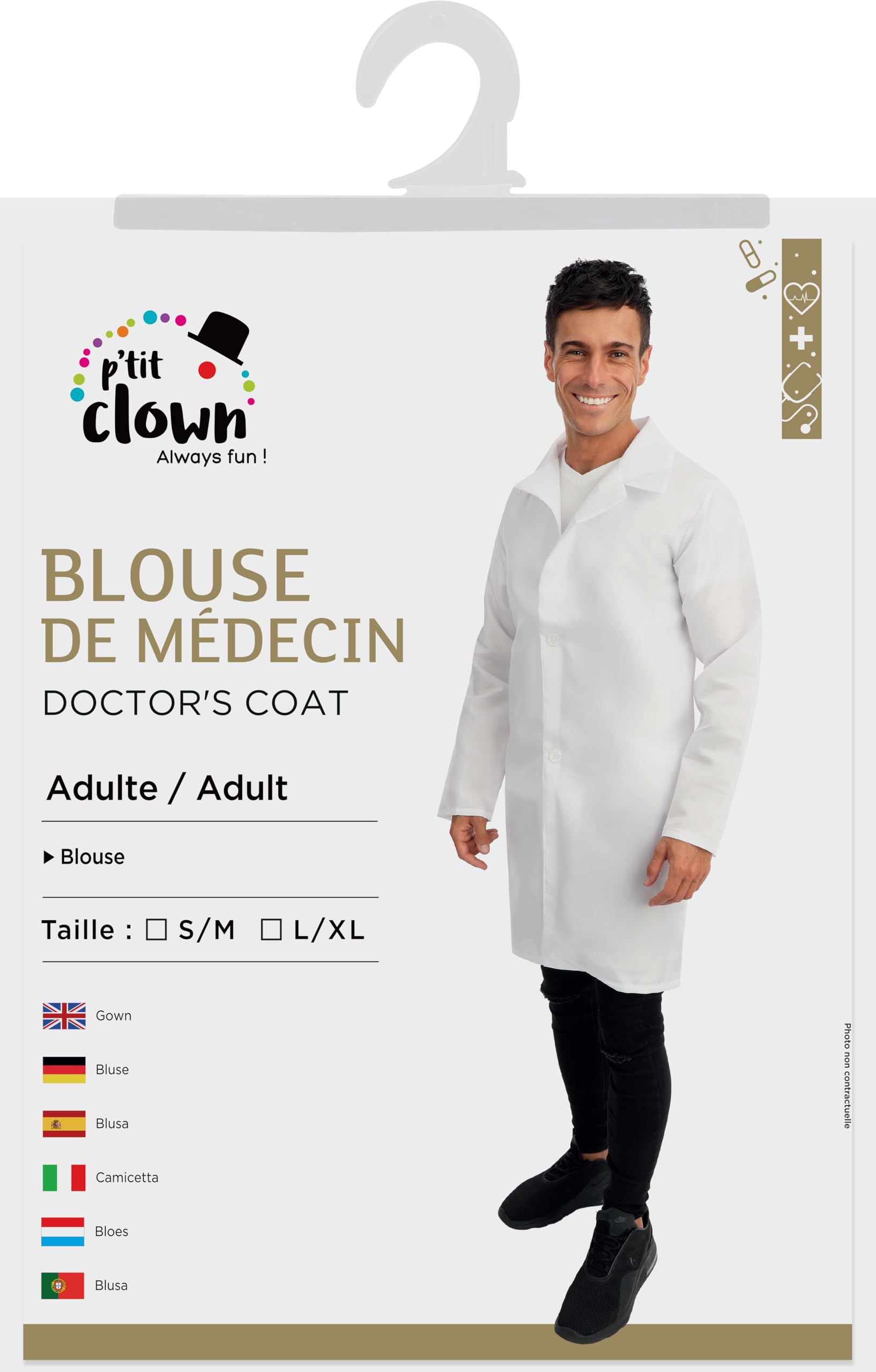 ptit-clown-arztkittel-bluse-wei-l-xl-erwachsenen-kost-m image 4