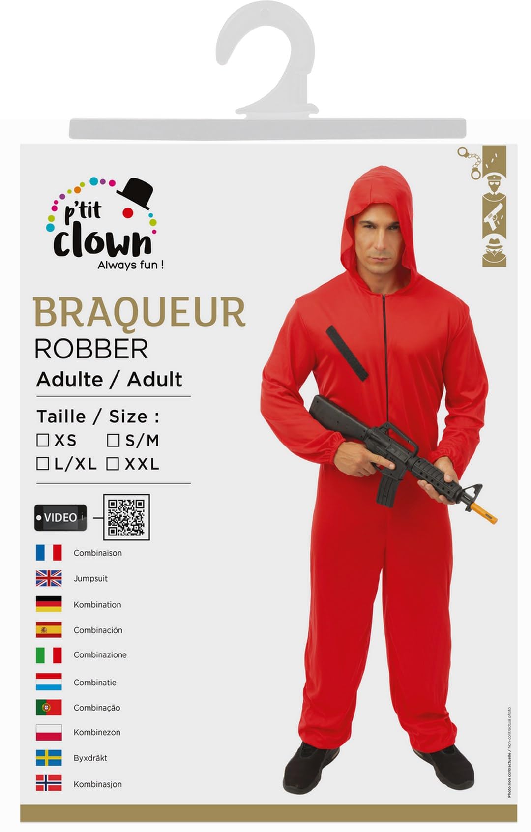 ptit-clown-r-uber-kost-m-overall-rot-mit-kapuze-erwachsene-s-m image 6