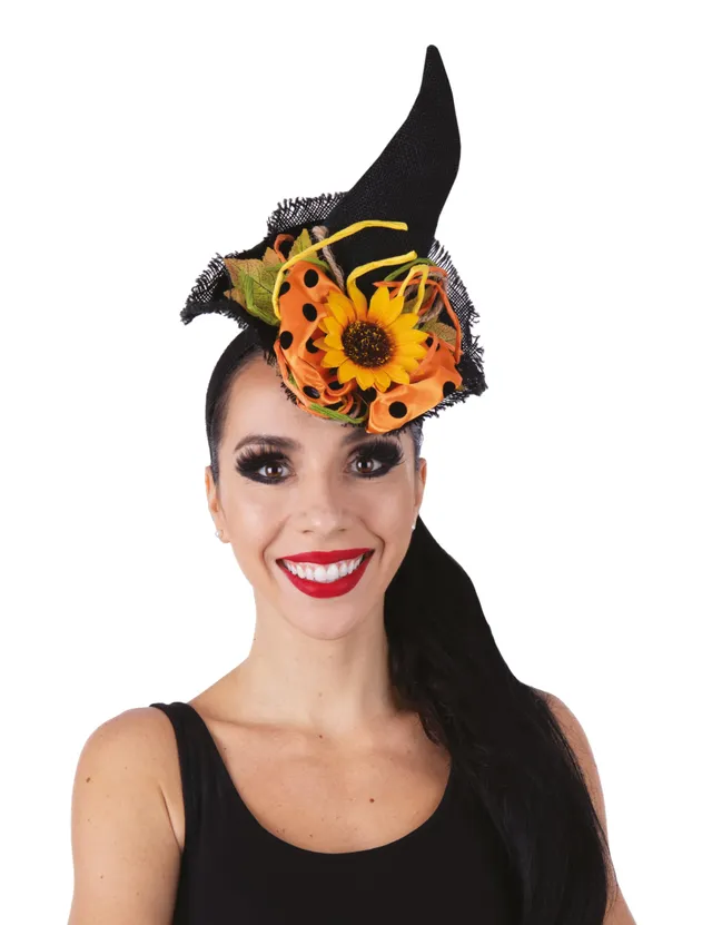 ptit-clown-22975-haarreif-hut-mit-blumen-schwarz-orange-halloween-accessoire image 1