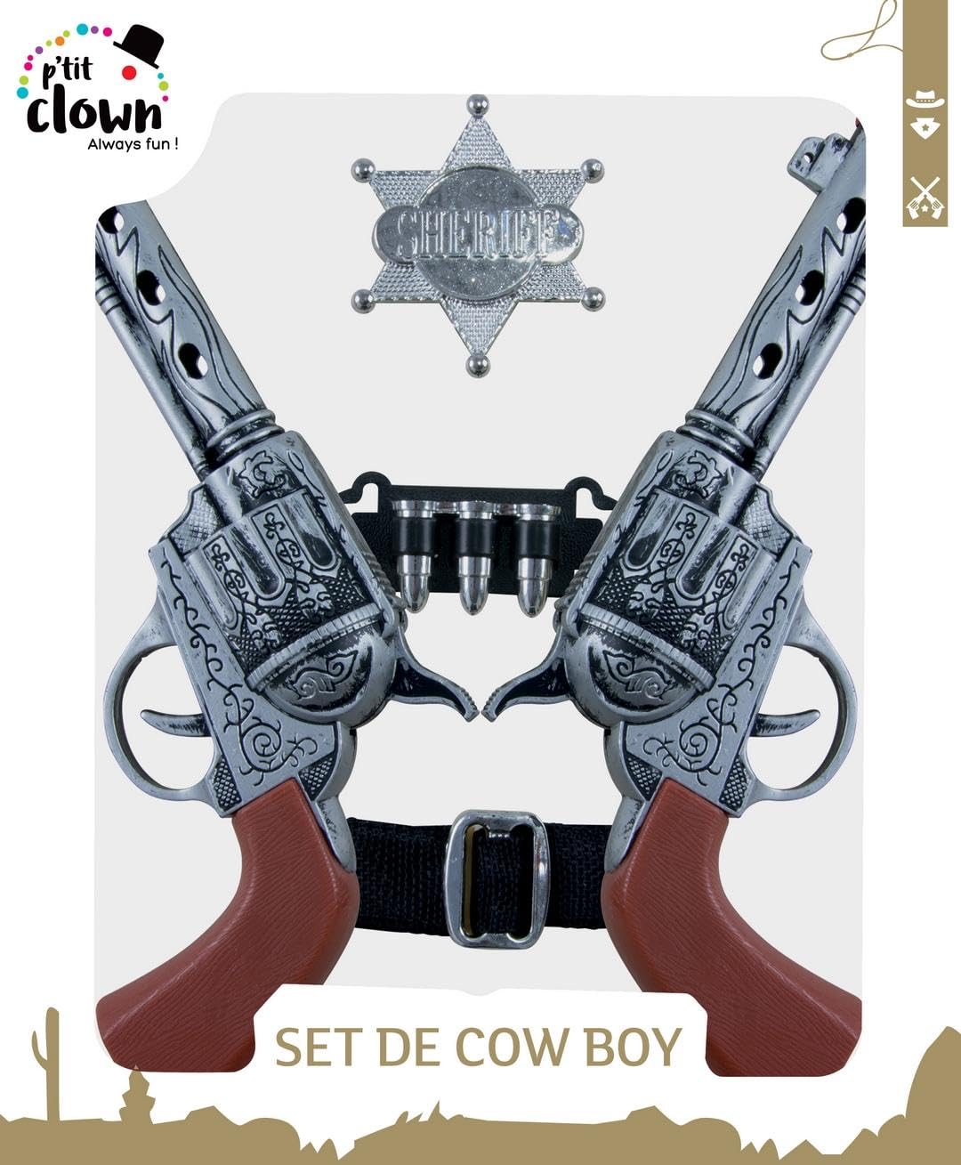 p-tit-clown-cowboy-kit-mit-2-revolvern-g-rtel-mit-patronen-und-sheriffstern image 2