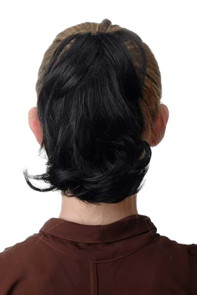 wig-me-up-t6545-2-haarteil-pferdeschwanz-kurz-wild-schwarz-15-20-cm image 1