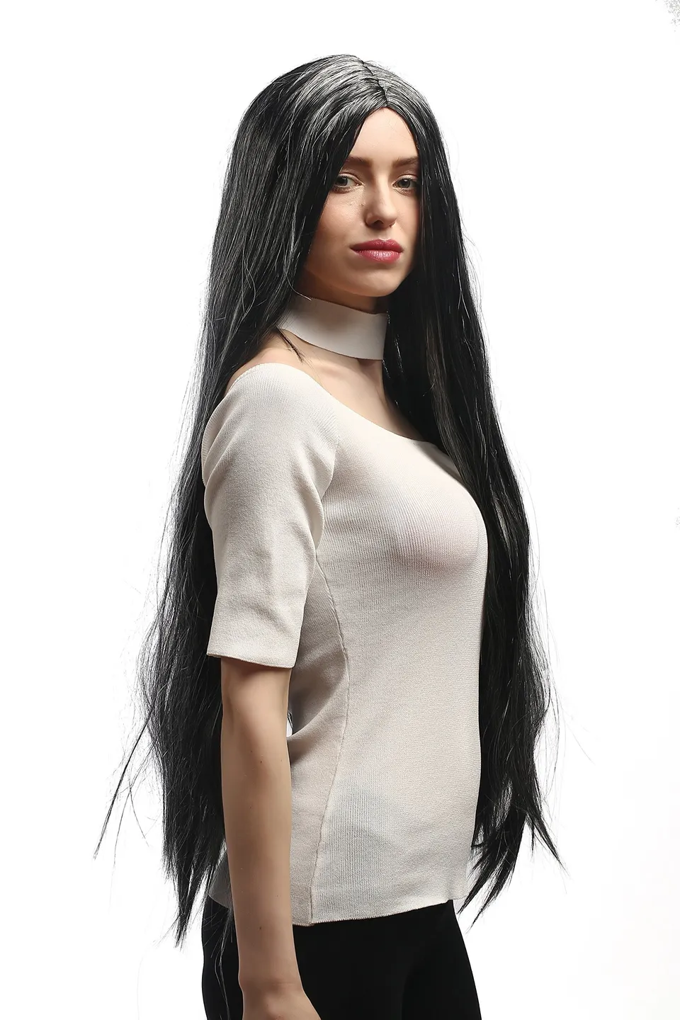 wig-me-up-6063-p103-309-party-per-cke-schwarz-grau-extra-lang-ca-85-cm image 1