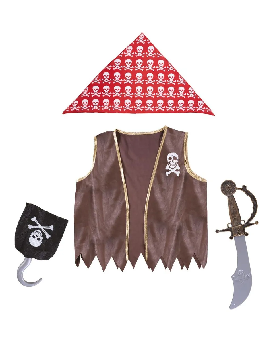 ptit-clown-piraten-zubeh-r-set-f-r-kinder-einheitsgr-e-dunkelbraun image 1
