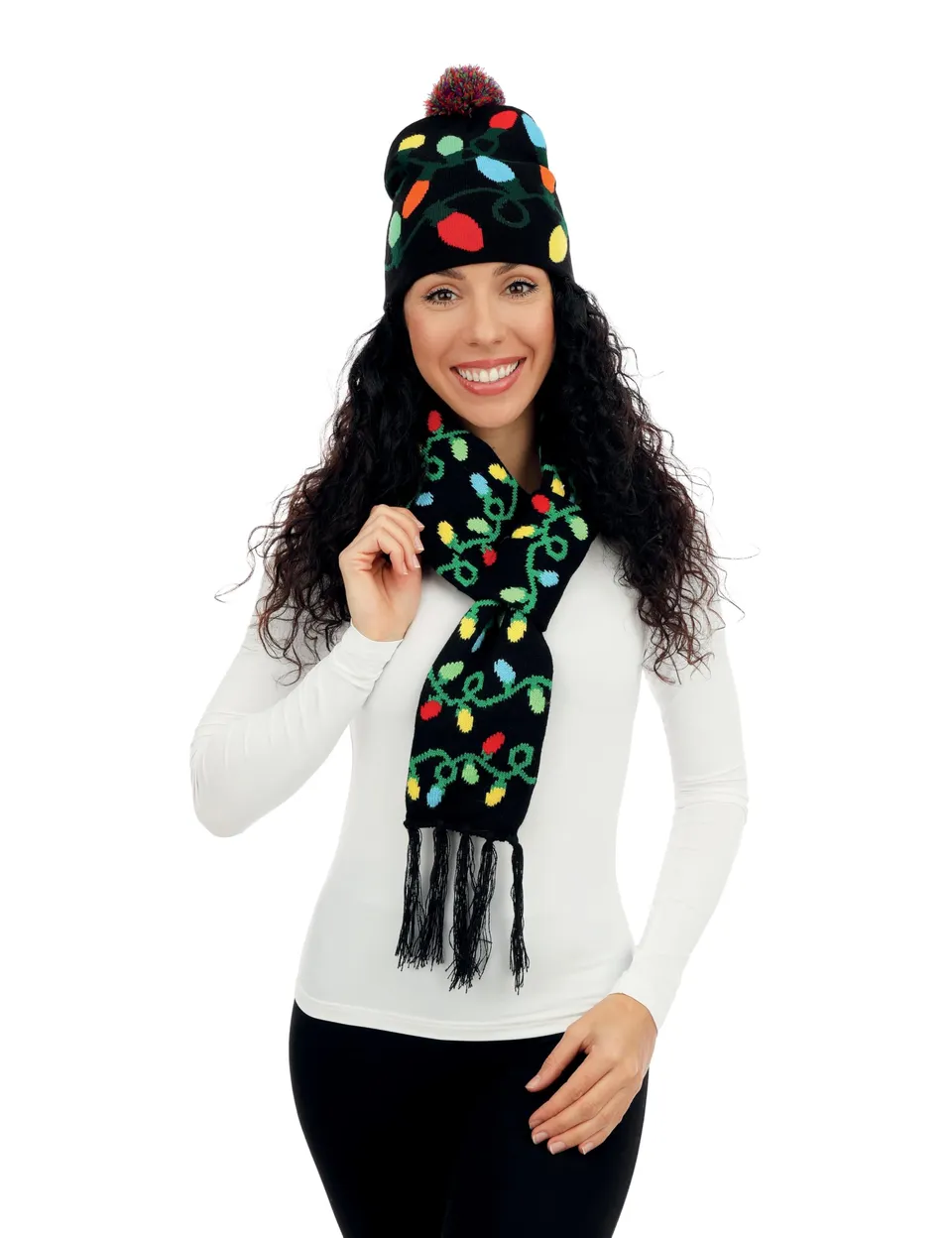 ptit-clown-48334-weihnachtsm-tze-und-schal-mit-girlande image 1