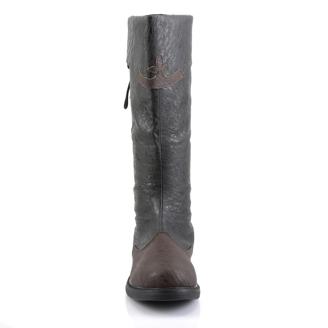 funtasma-captain-110-herren-kniehohe-piratenstiefel-schwarz-braun-2-5-cm-flat-he image 2