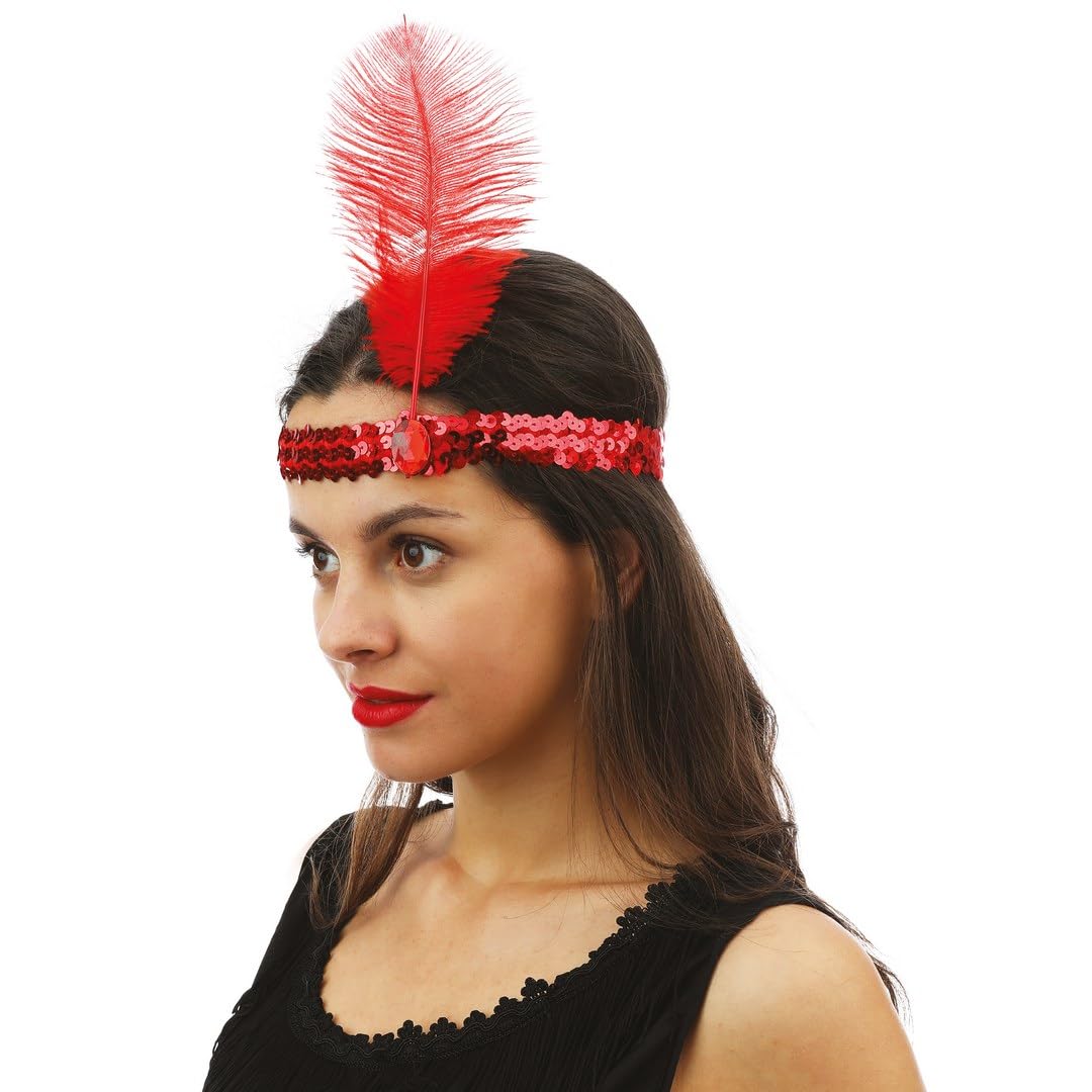 ptit-clown-20142-charleston-stirnband-rot-mit-pailletten-und-feder image 2