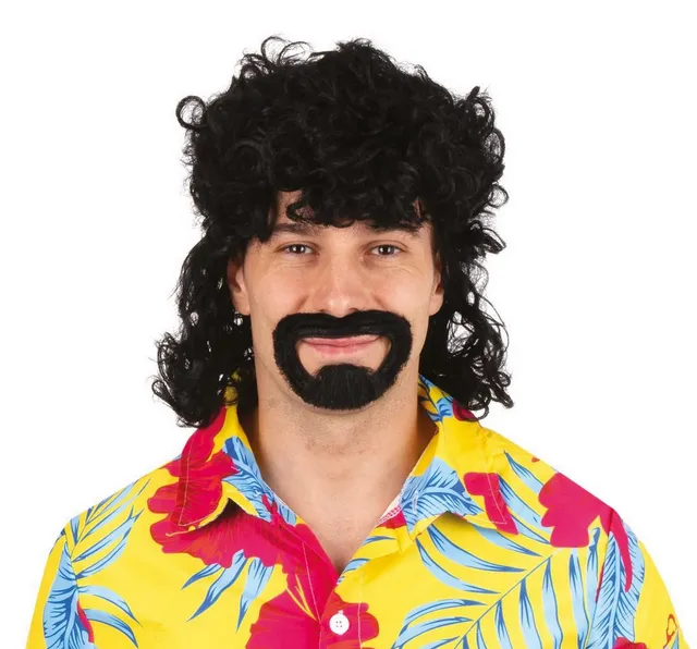 ptit-clown-49890-vokuhila-per-cke-mit-bart-braun-70er-80er-herren image 1