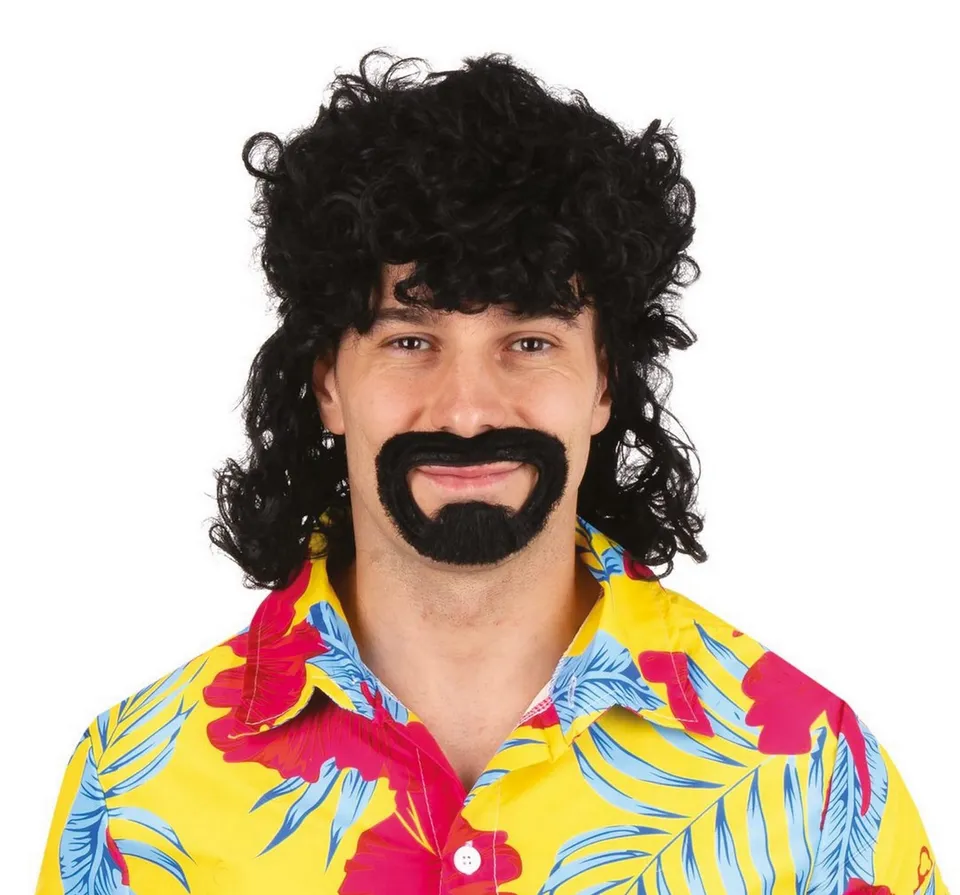 ptit-clown-49890-vokuhila-per-cke-mit-bart-braun-70er-80er-herren image 1