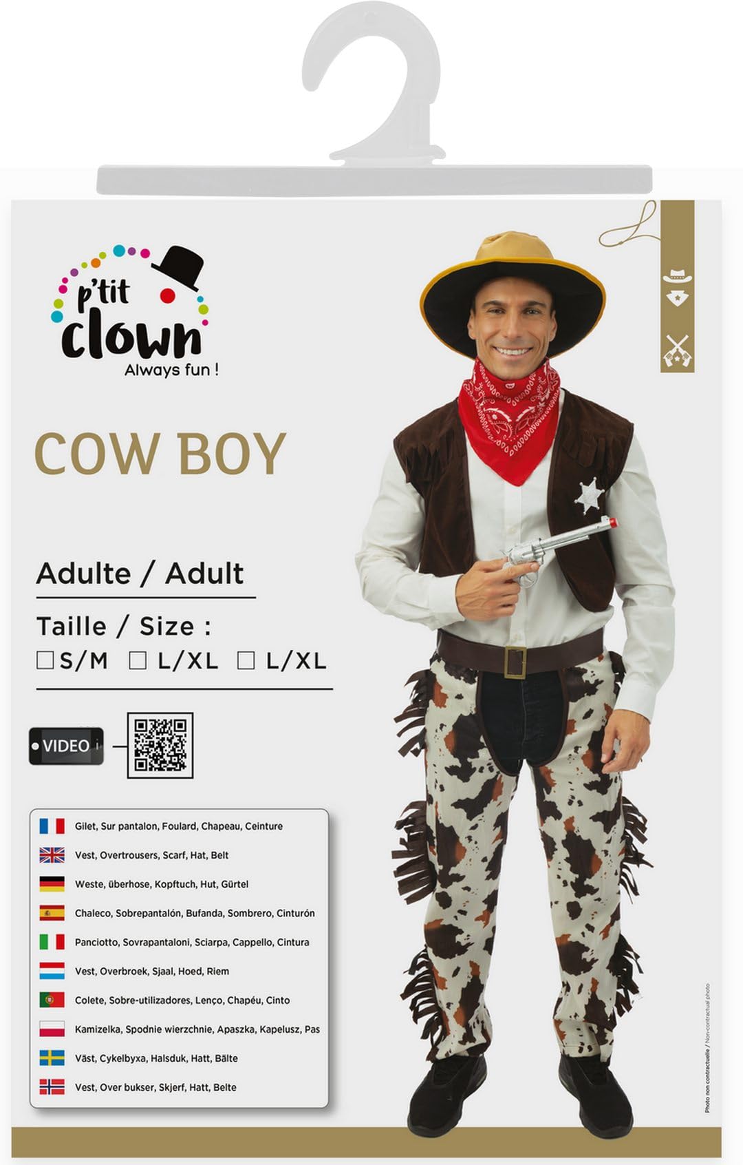 ptit-clown-89255-cowboy-kost-m-herren-western-5-teilig-braun-l-xl image 5