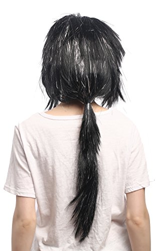 wig-me-up-91064-za103-silver-unisex-per-cke-schwarz-silber-mit-langzopf-70-cm image 8