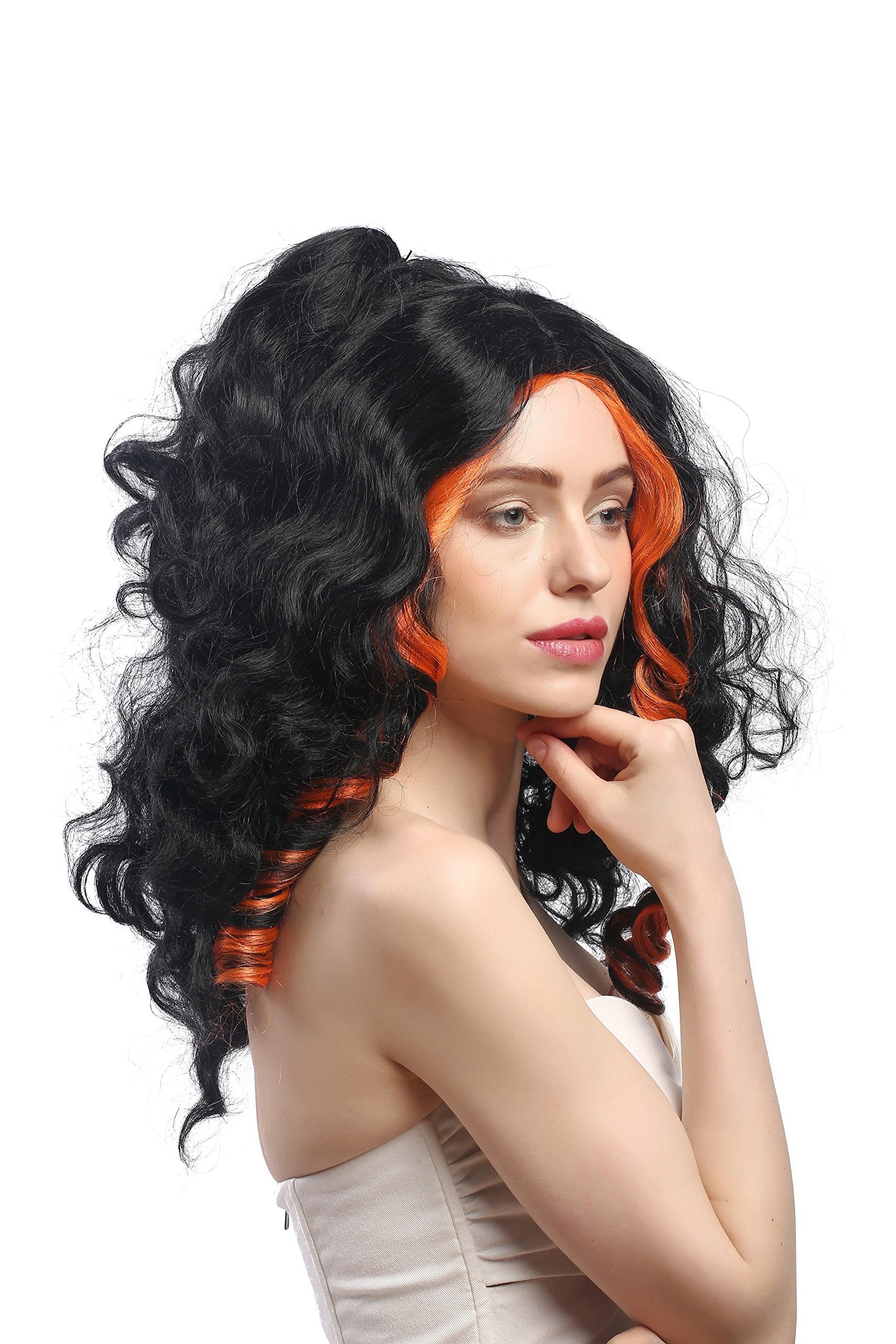 wig-me-up-31703-p103-24-damen-vamp-per-cke-lang-lockig-schwarz-orange-50-cm image 4