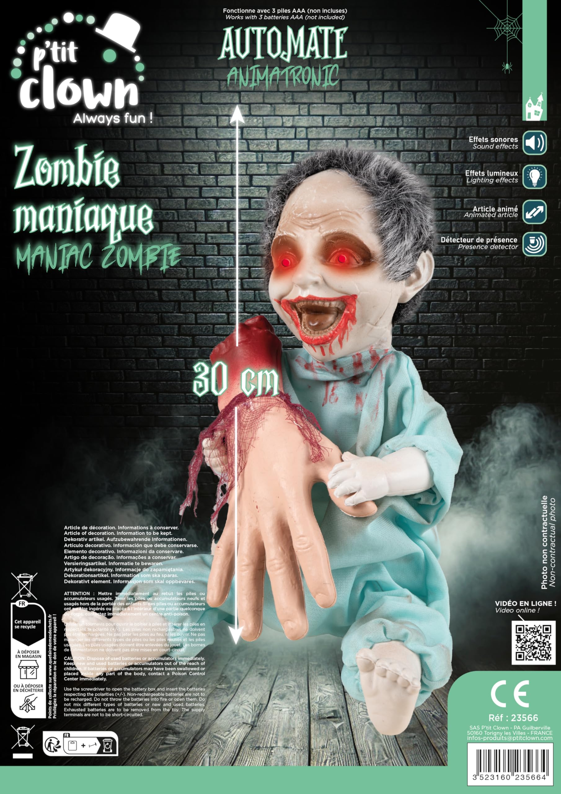 p-tit-clown-23566-halloween-animatronic-zombie-mit-abgetrennter-hand-30-cm image 2