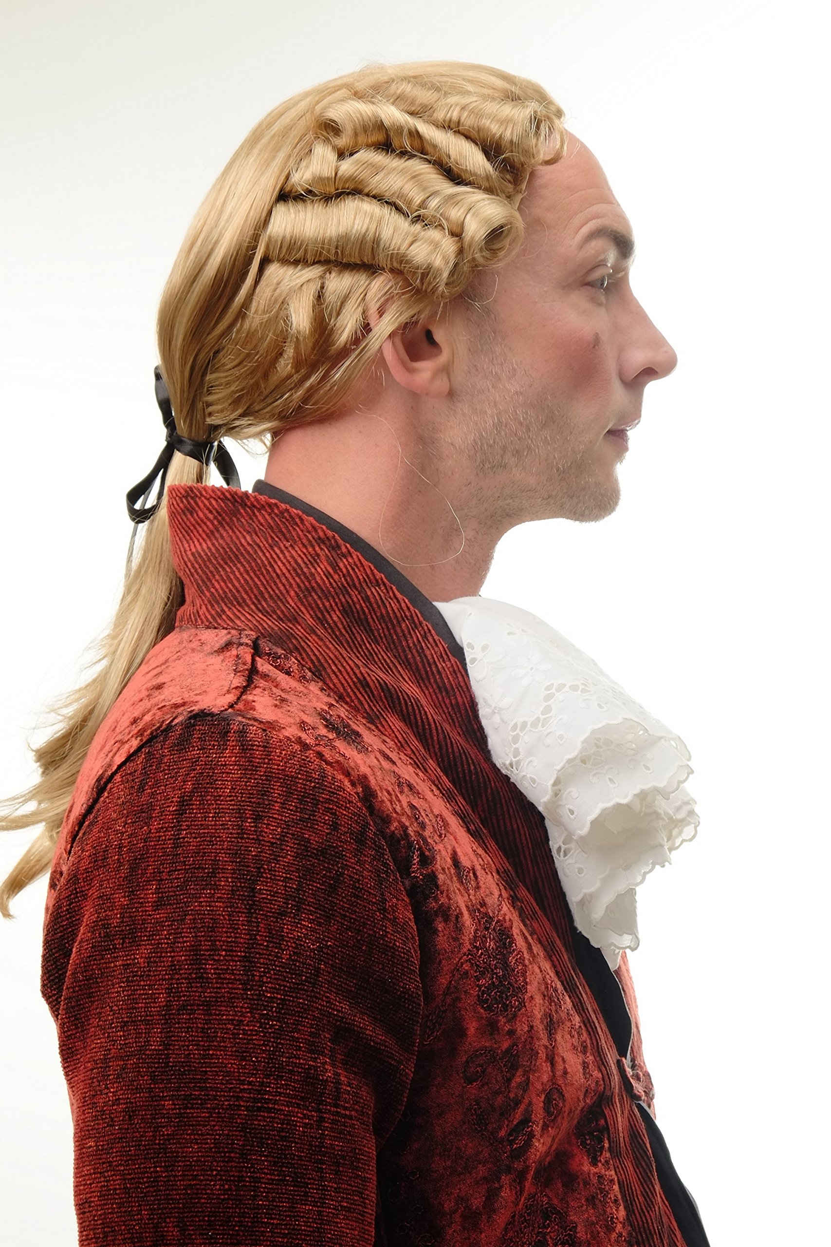 wig-me-up-90941-za06-za27a-barock-herren-per-cke-blond-mix-lockig-mit-zopf-renai image 6