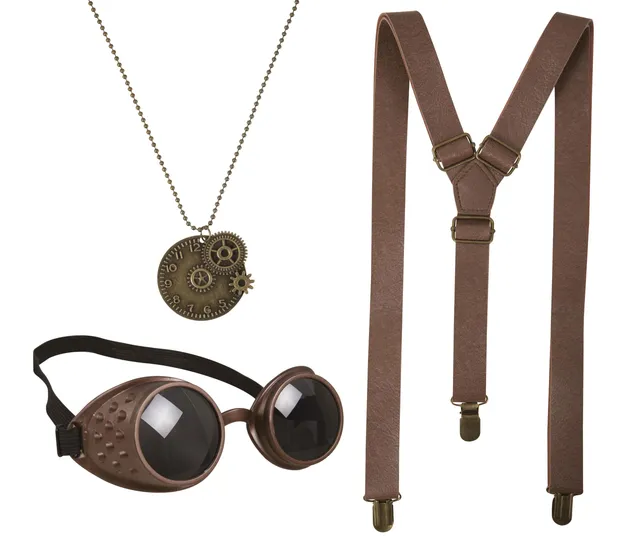 ptit-clown-steampunk-kost-m-set-braun-one-size-3-teilig image 1