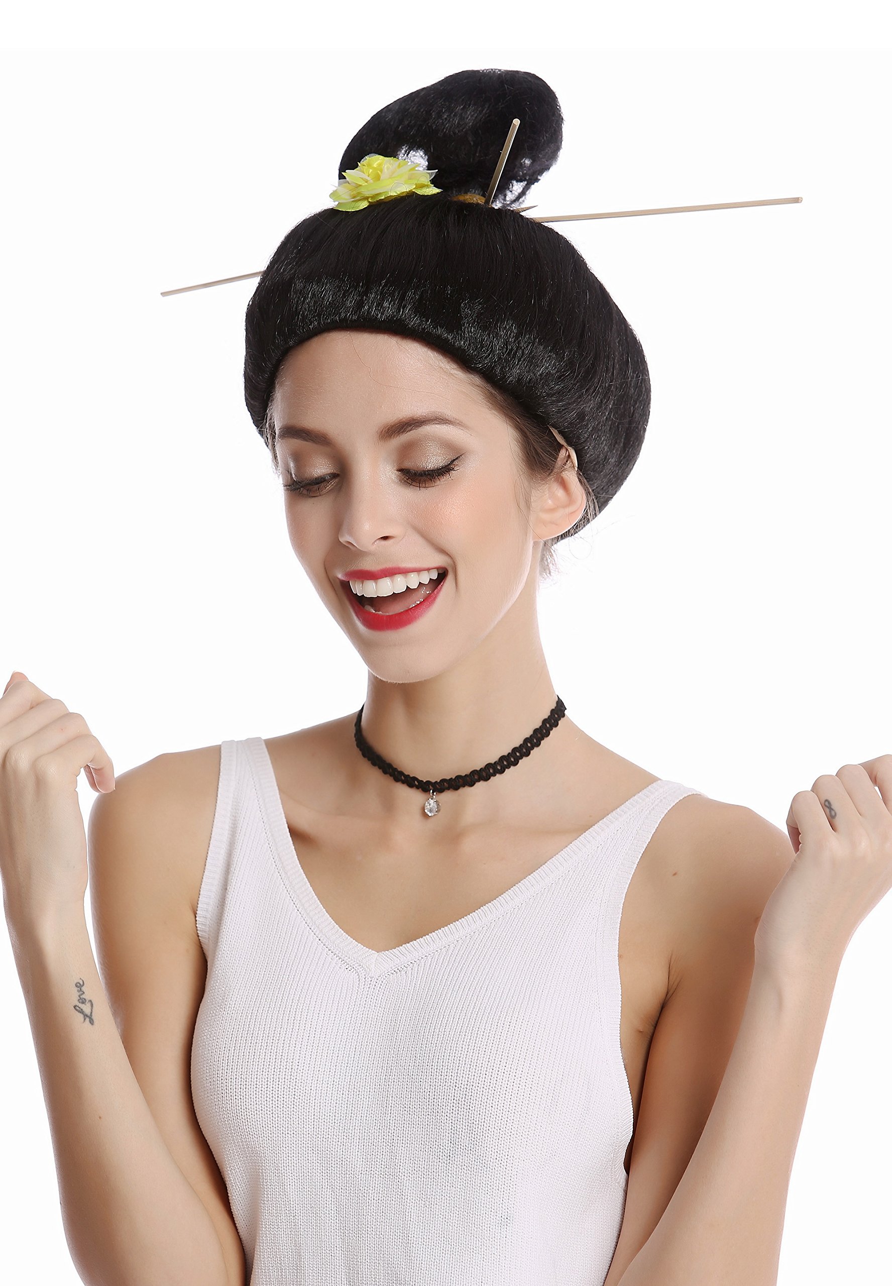 wig-me-up-wg-7022b-za103-damen-per-cke-geisha-hochsteckfrisur-schwarz-mit-haarna image 2
