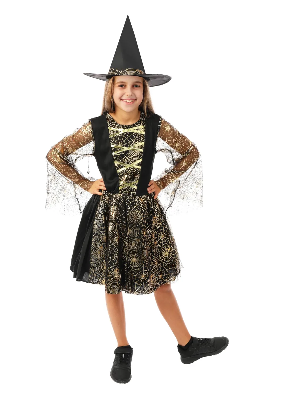 ptit-clown-22044-hexenkost-m-schwarz-gold-kinder-10-12-jahre image 1