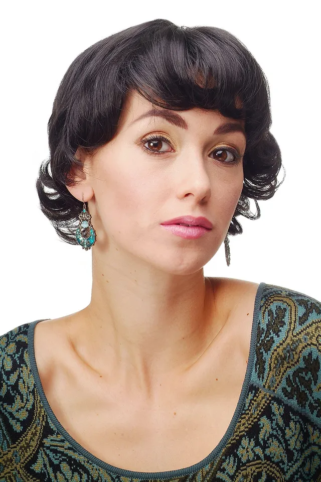 wig-me-up-damenper-cke-rk101-2-kurzhaar-wellig-schwarz-schwarzbraun-mit-pony image 1