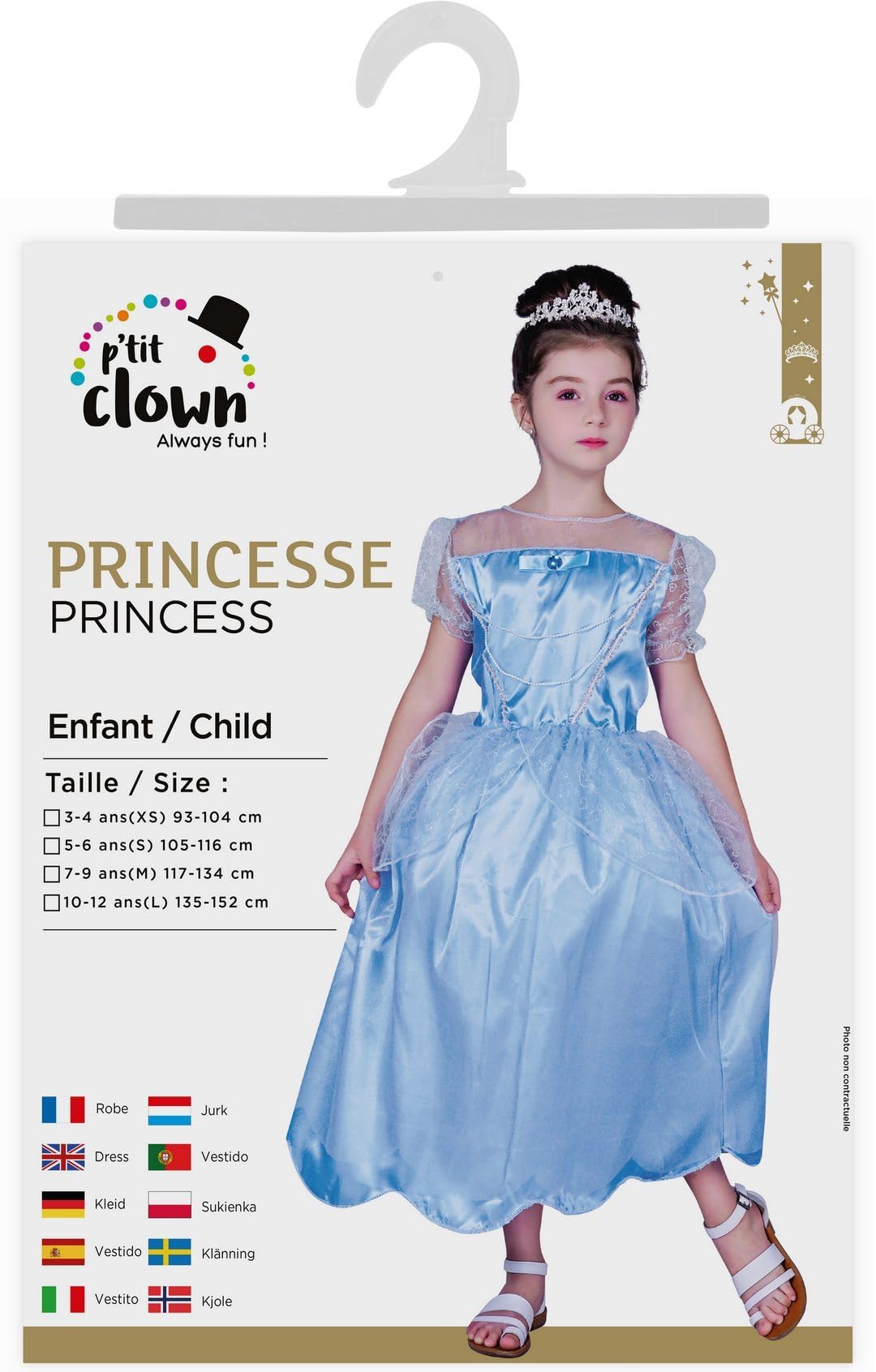 ptit-clown-prinzessinnen-kost-m-kinder-blau-10-12-jahre image 3