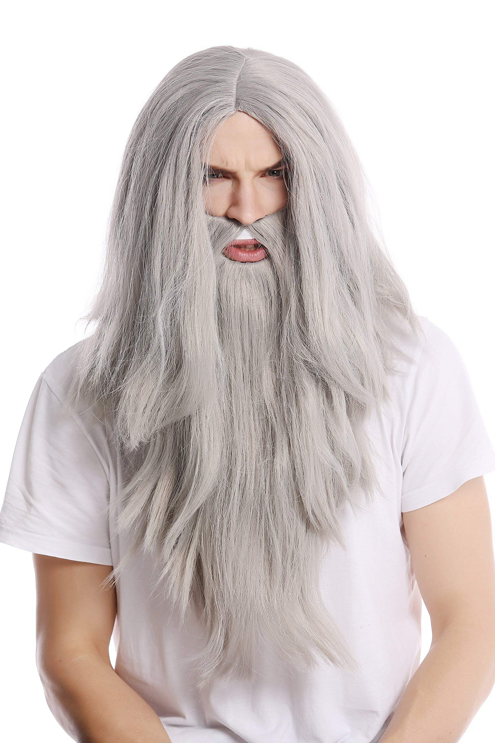 wig-me-up-pw0210-za68e-per-cke-mit-bart-set-lang-glatt-grau-zauberer image 2