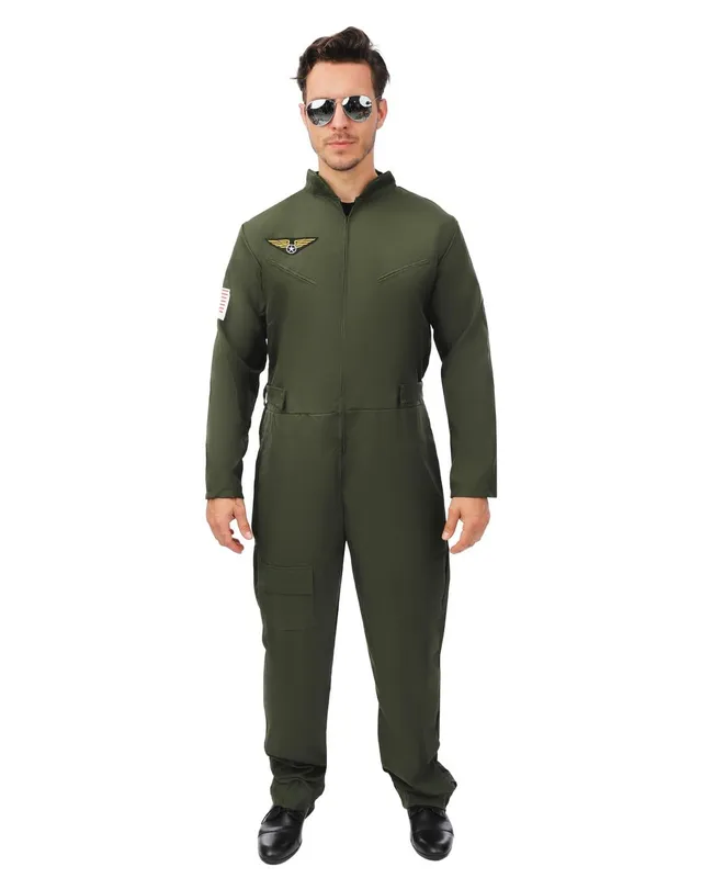 ptit-clown-jagdpilot-kost-m-air-pilot-suit-overall-khaki-gr-n-herren image 1
