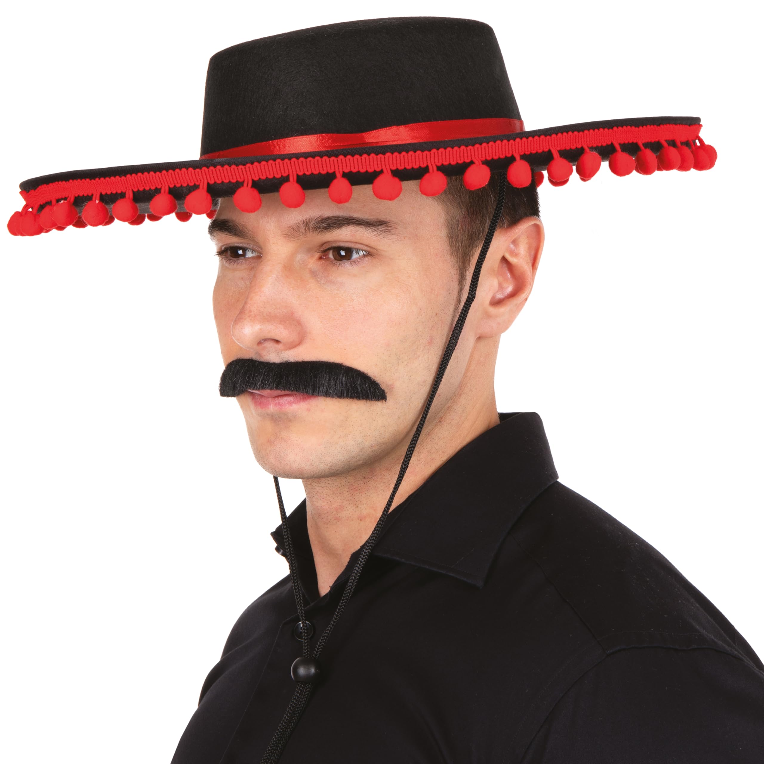 ptit-clown-75300-spanischer-filzhut-erwachsene-schwarz-rot image 4