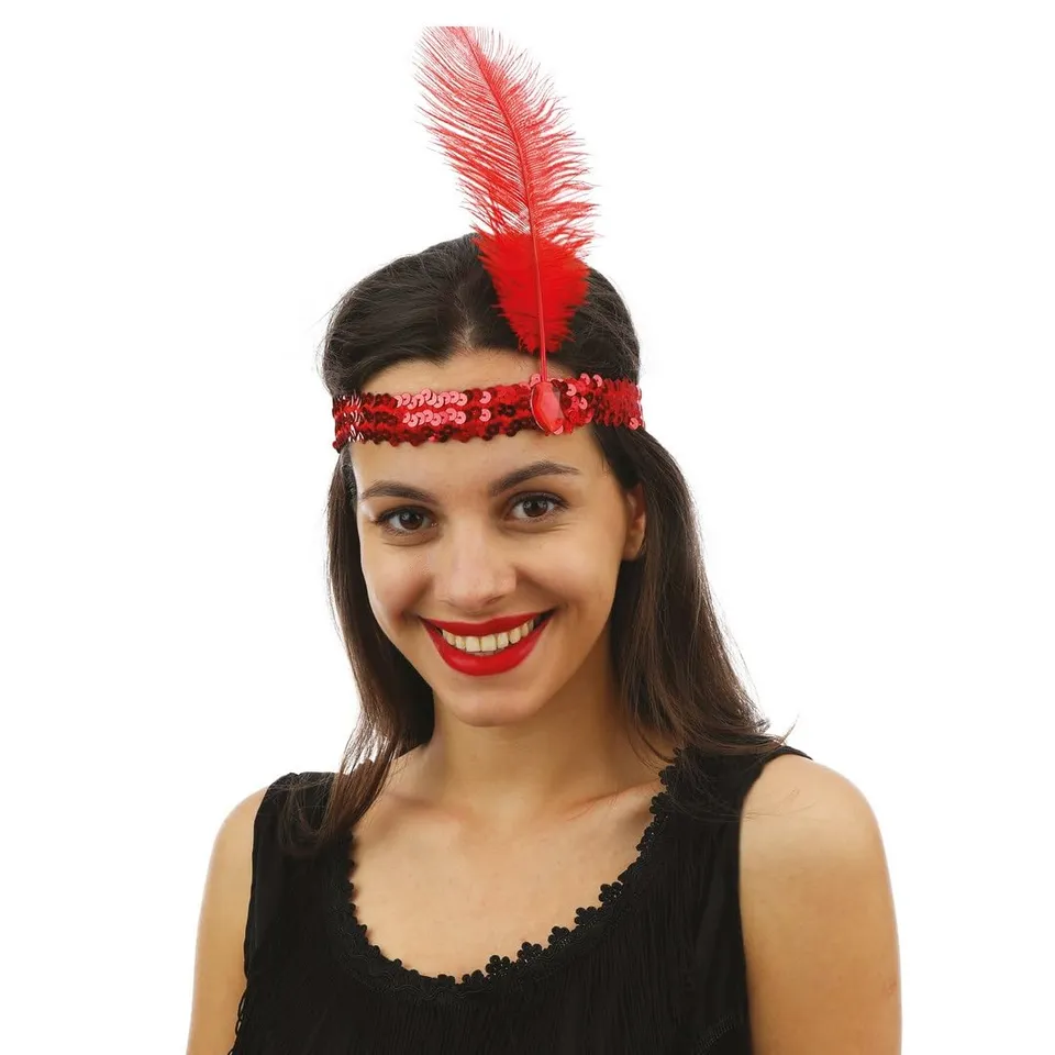 ptit-clown-20142-charleston-stirnband-rot-mit-pailletten-und-feder image 1