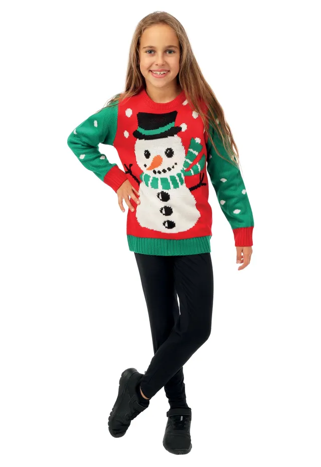 ptit-clown-weihnachtspullover-kinder-10-12-jahre-schneemann-gr-n-rot image 1
