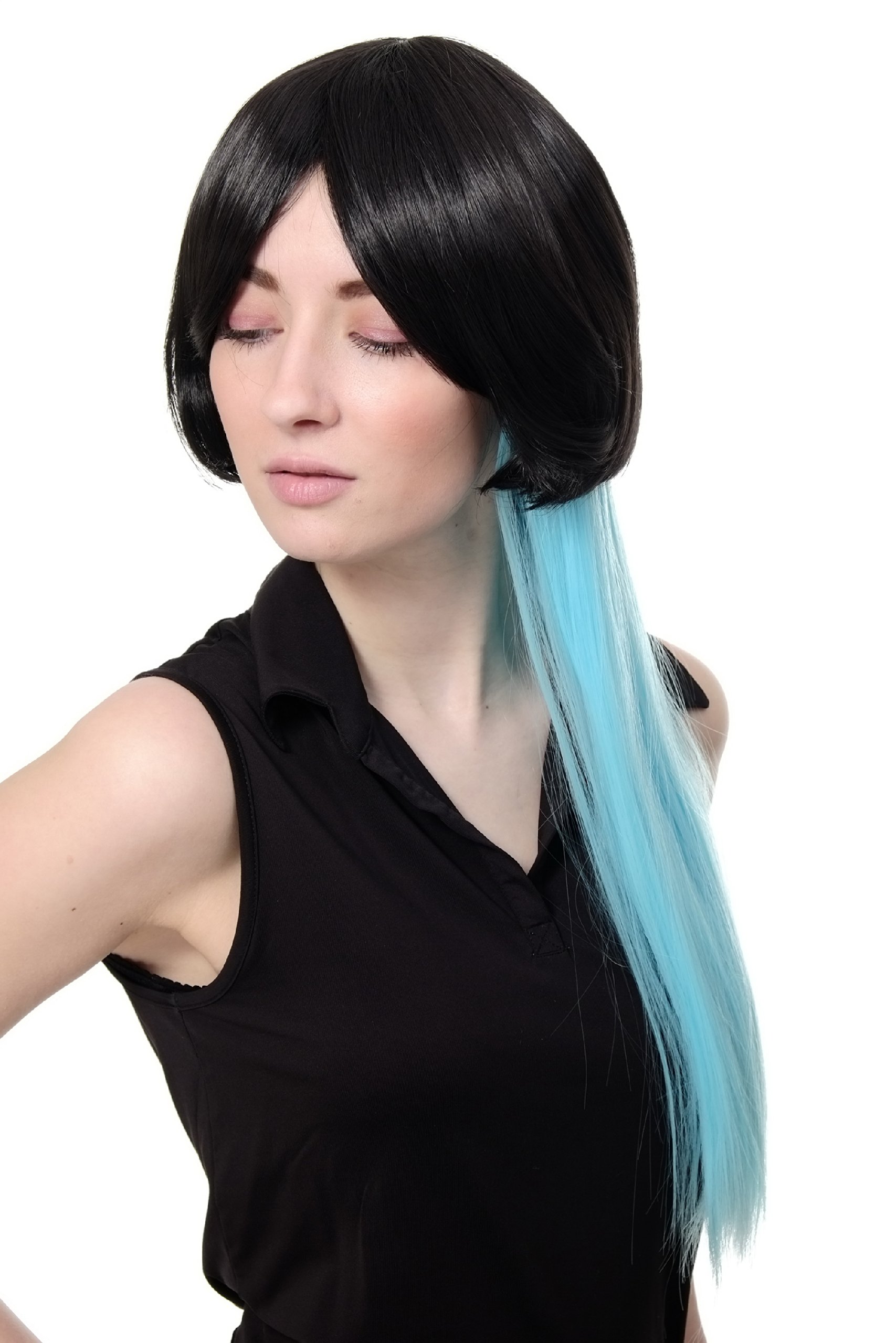 wig-me-up-cosplay-per-cke-bob-mit-langem-zopf-schwarz-hellblau-sa074-2htf2513 image 3