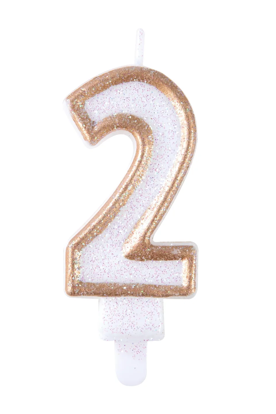 ptit-clown-geburtstagskerze-mit-pailletten-gold-zahl-2-kuchendeko image 1