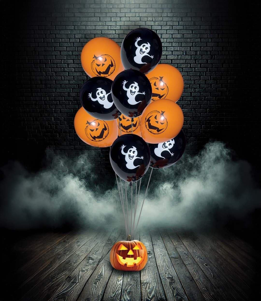 ptit-clown-10330-halloween-ballons-10er-set-23-cm-geist-und-k-rbis-orange-schwar image 2