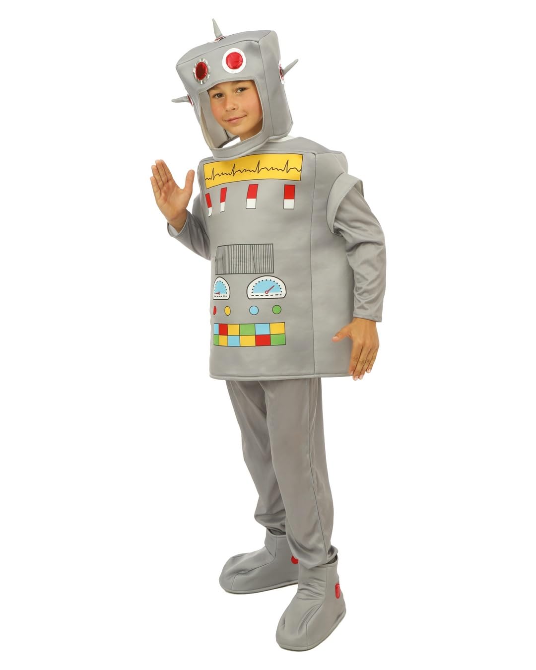 ptit-clown-roboter-kost-m-f-r-kinder-grau-komplett-mit-helm image 2