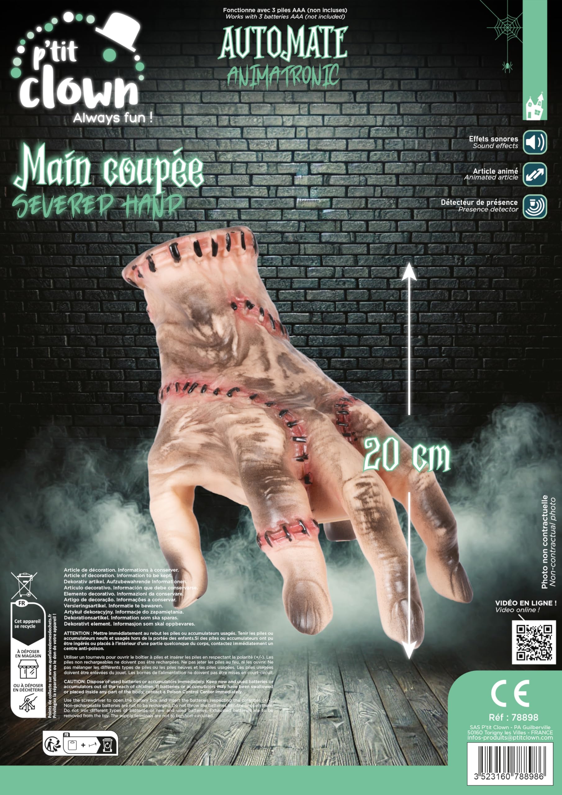 p-tit-clown-animierte-abgetrennte-halloween-hand-20-cm-mit-sound image 7