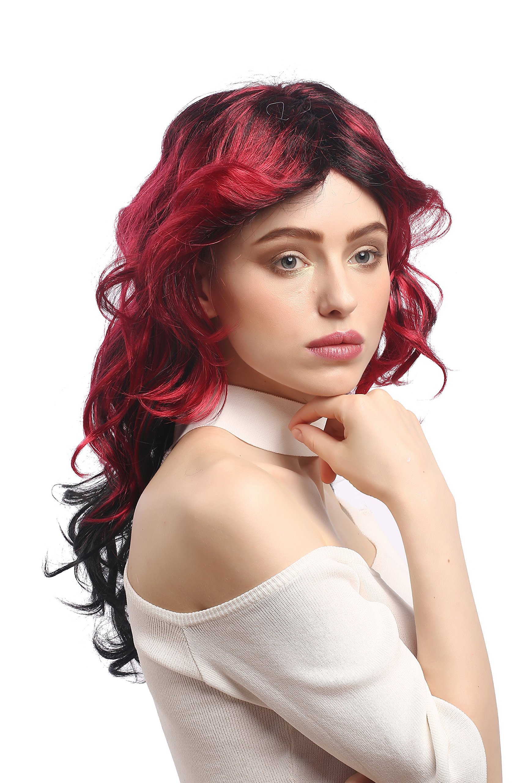 wig-me-up-91219-party-per-cke-schwarz-rot-ombre-wellig-55-cm image 4