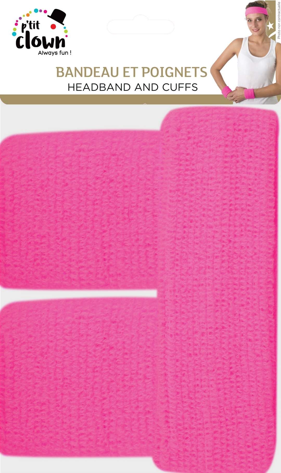 p-tit-clown-stirnband-armmanschetten-frottee-neonrosa-erwachsene image 3