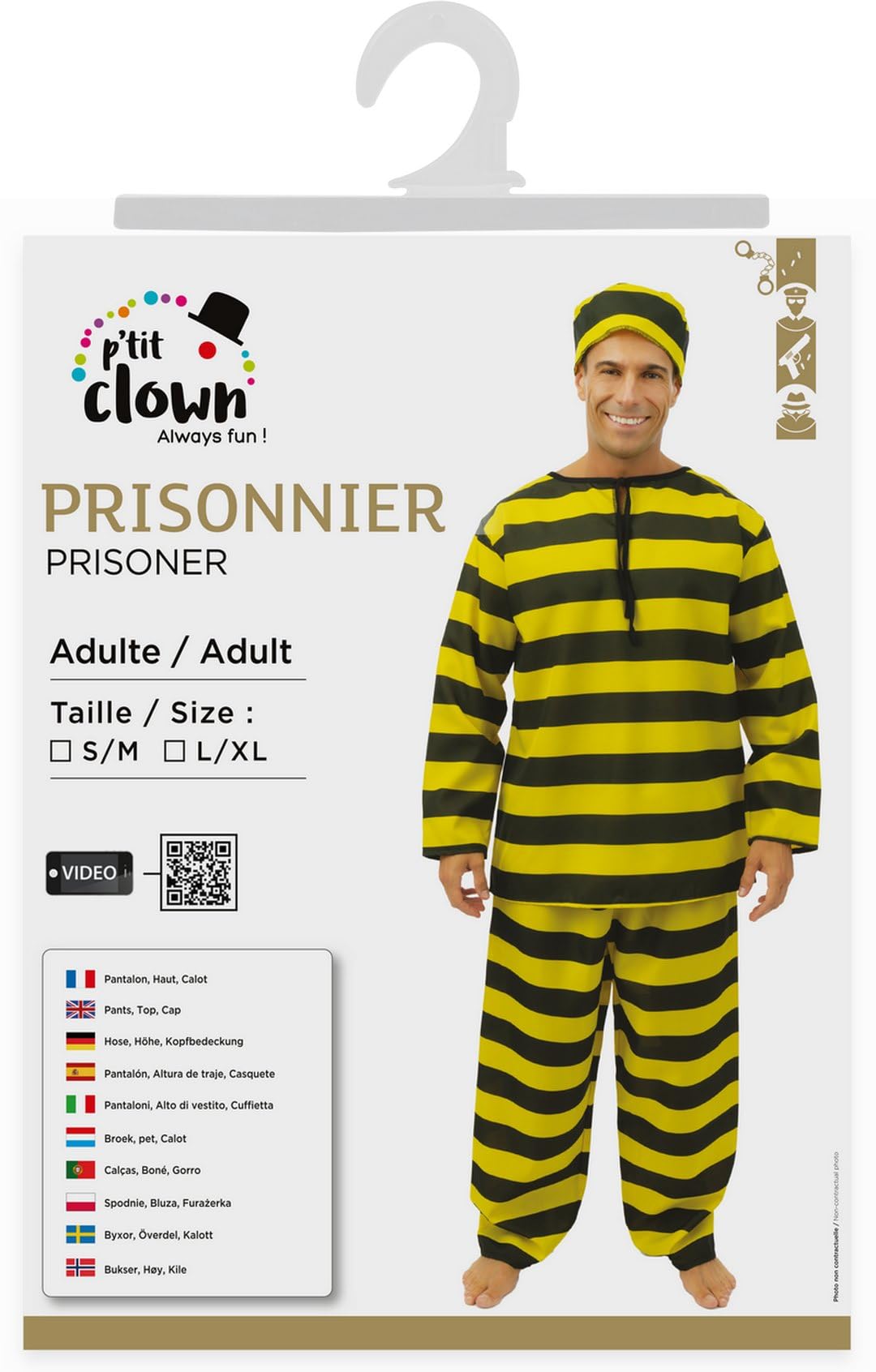 p-tit-clown-gefangenenkost-m-schwarz-gelb-erwachsene-polyester image 5