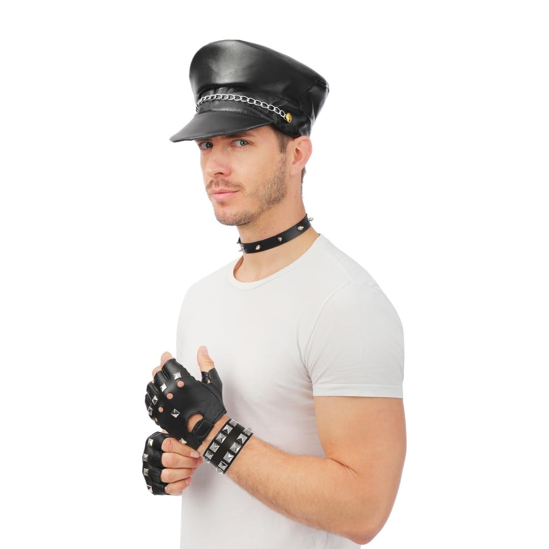 ptit-clown-18400-punk-halskette-schwarz-kunstleder-mit-nieten image 4