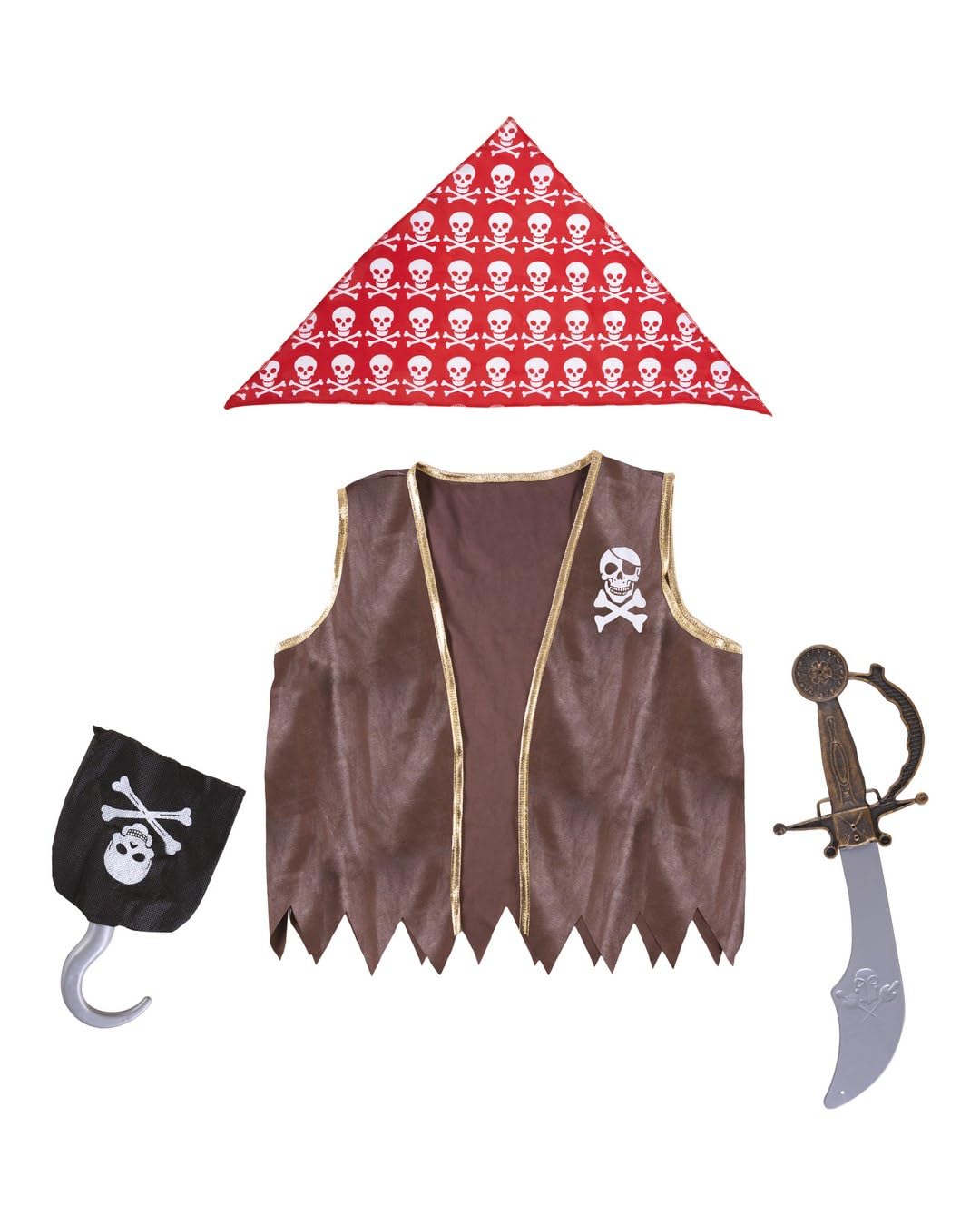 ptit-clown-piraten-zubeh-r-set-f-r-kinder-einheitsgr-e-dunkelbraun image 1