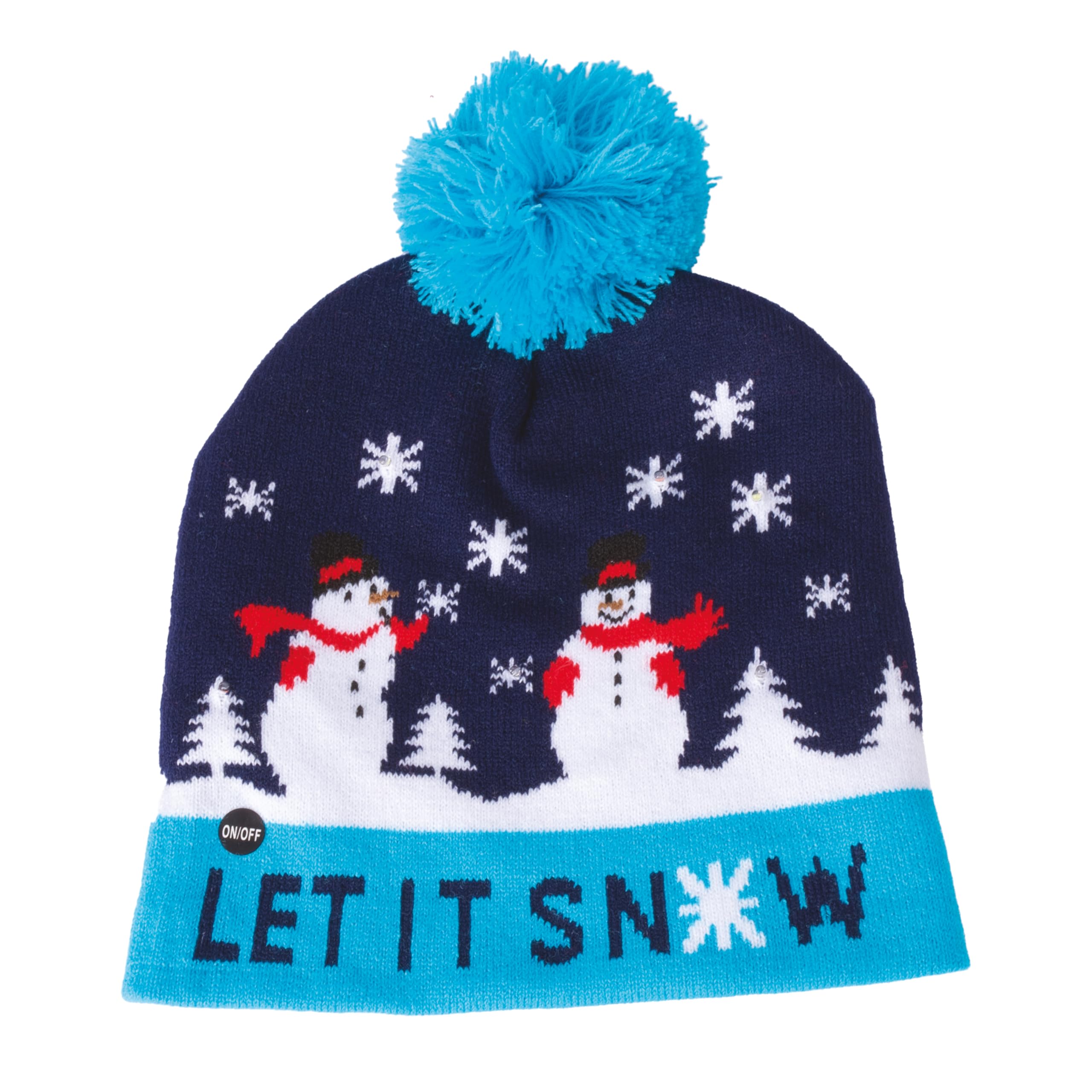 p-tit-clown-re19804-weihnachtsm-tze-f-r-erwachsene-blau-schneemann-beleuchtet image 2