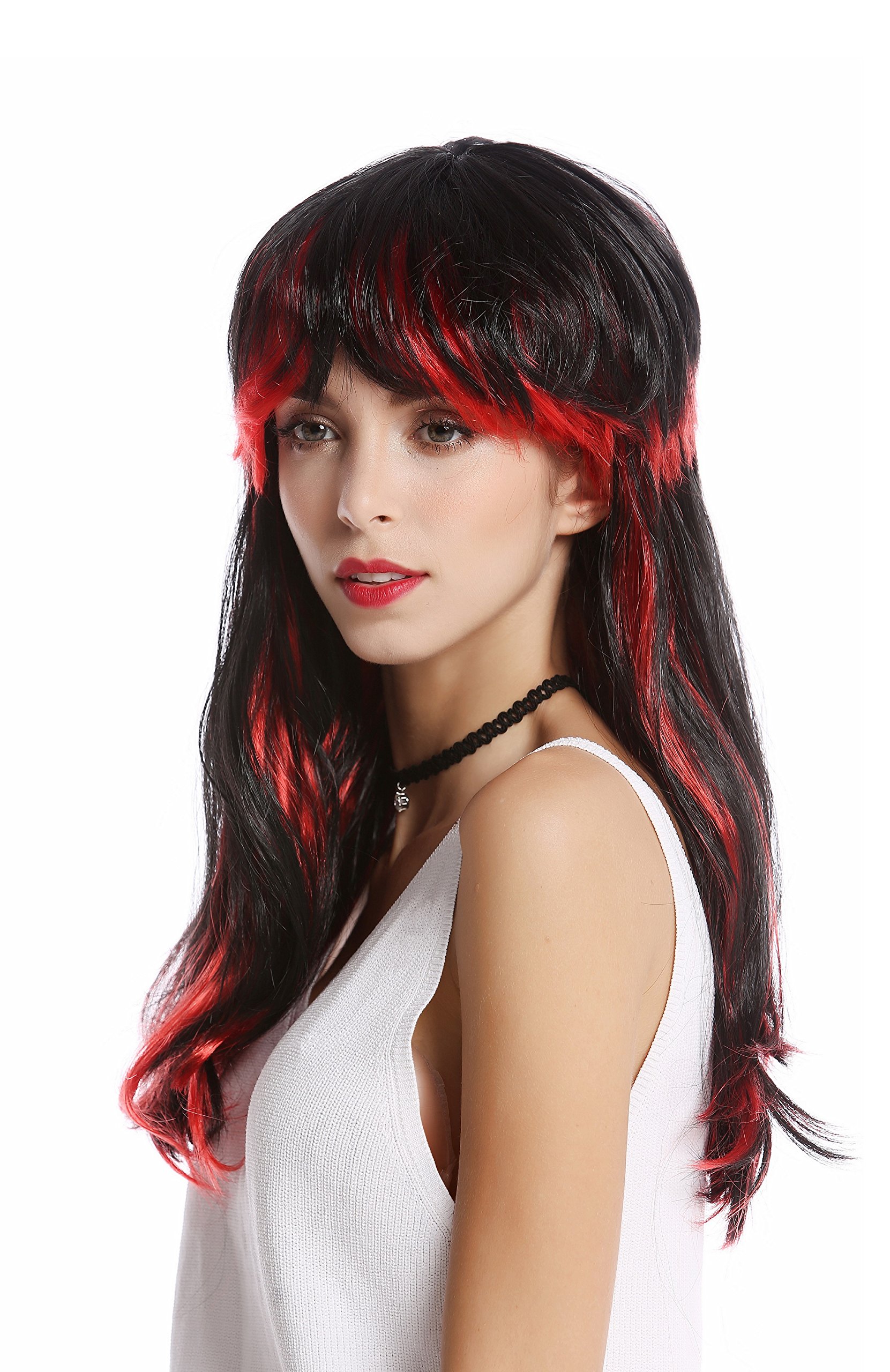 wig-me-up-91171-teufelin-per-cke-schwarz-mit-roten-str-hnen-und-pony-ca-50-cm image 2