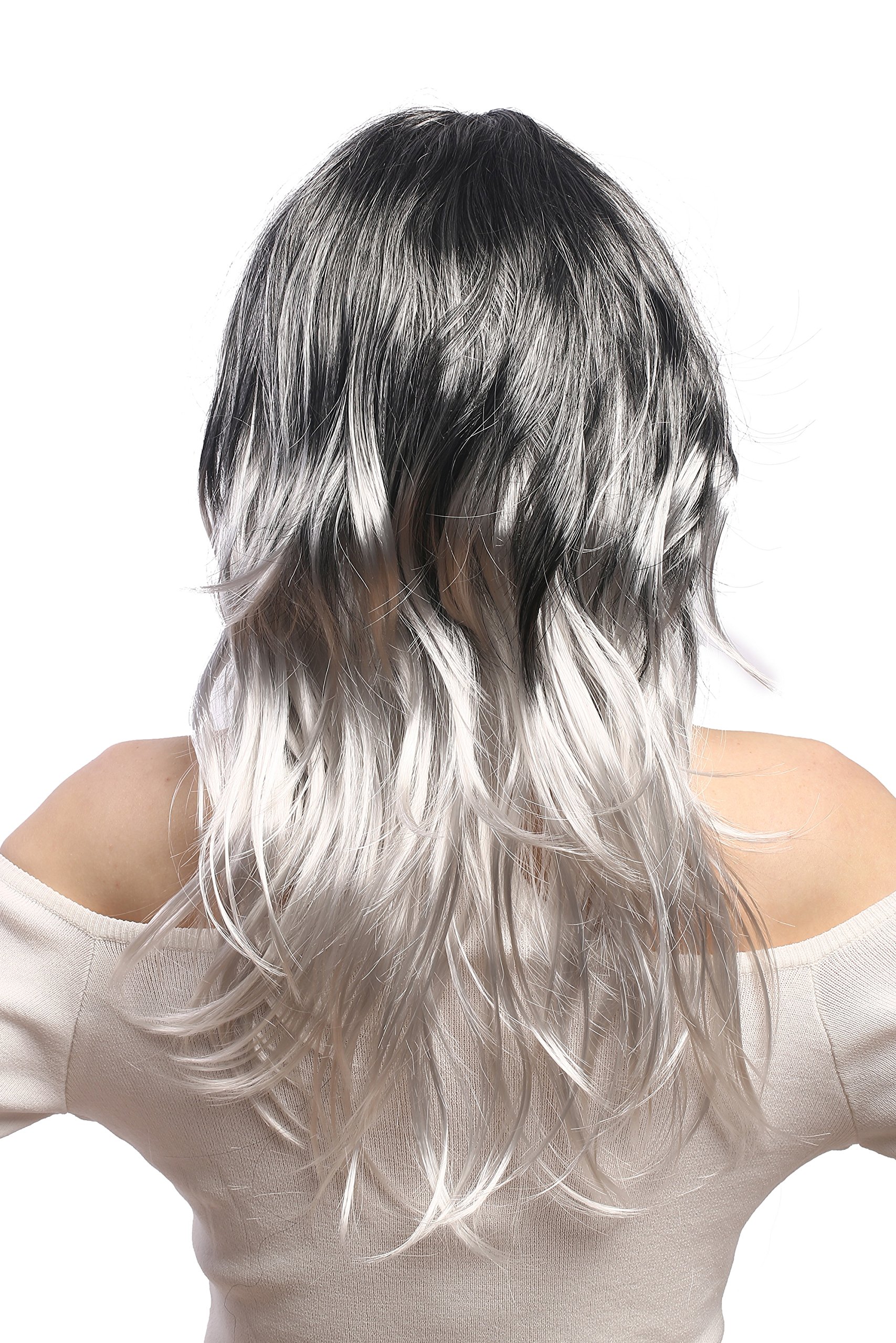 wig-me-up-dec151-p103t309-damen-per-cke-ombr-schwarz-silbergrau-lang-50-cm-geflo image 3