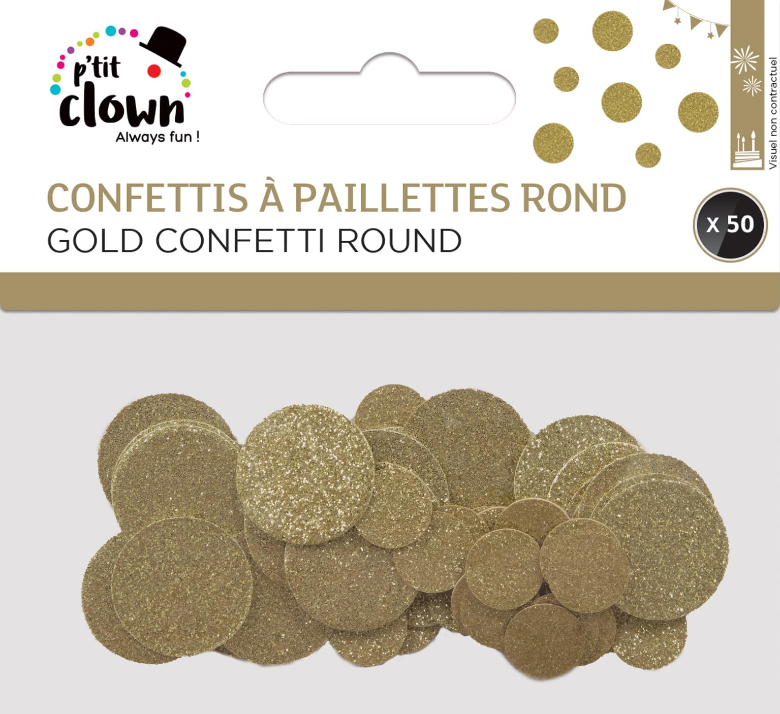 p-tit-clown-glitzer-konfetti-rund-gold-50-st-ck image 2