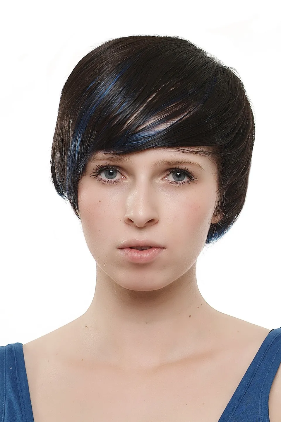 wig-me-up-sa019-4bb061-damen-bob-per-cke-dunkelbraun-mit-blauen-str-hnen image 1