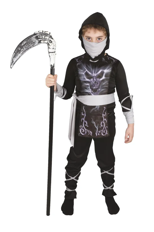 p-tit-clown-ninja-skelett-kinderkost-m-mit-maske-und-g-rtel image 1