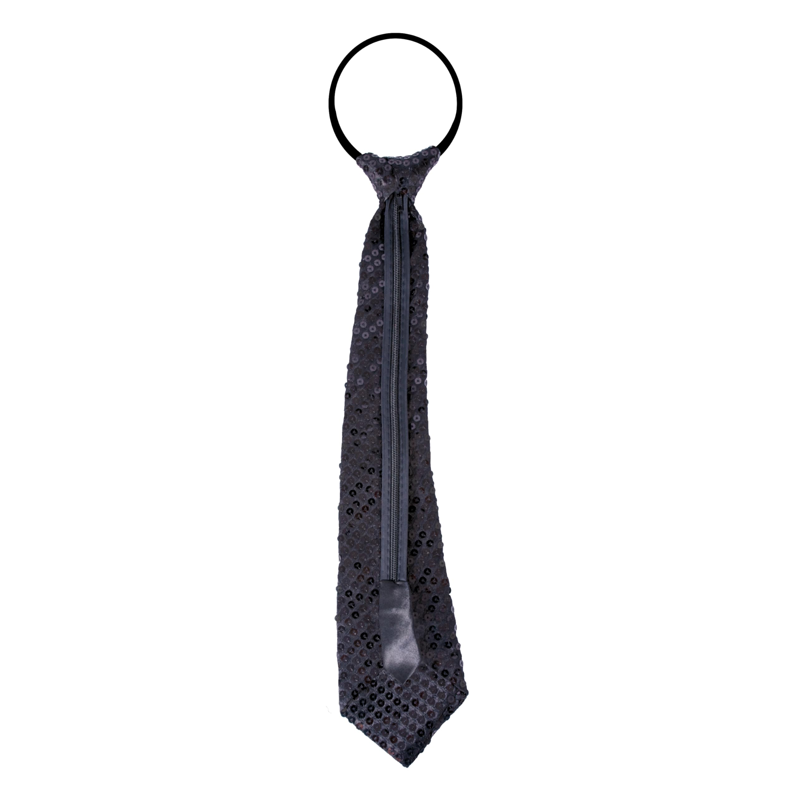 ptit-clown-pailletten-krawatte-mit-gummizug-schwarz-karneval-accessoire image 3