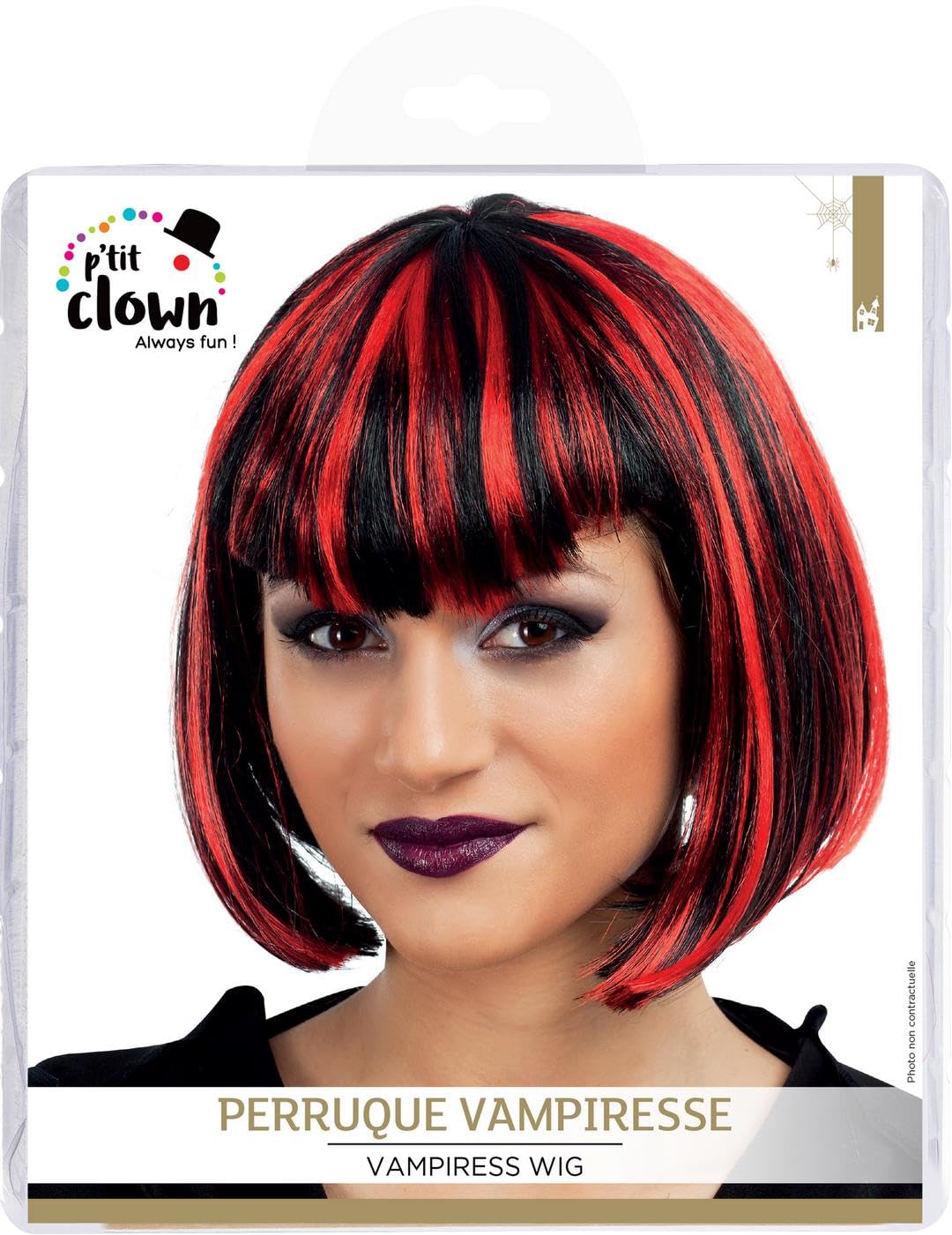 ptit-clown-vampir-bob-per-cke-damen-schwarz-mit-wei-rot-ca-22-cm image 2