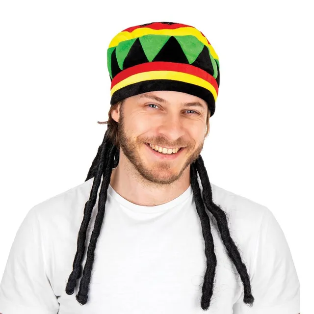ptit-clown-rasta-barett-velours-mit-dreadlocks-mehrfarbig-erwachsene image 1