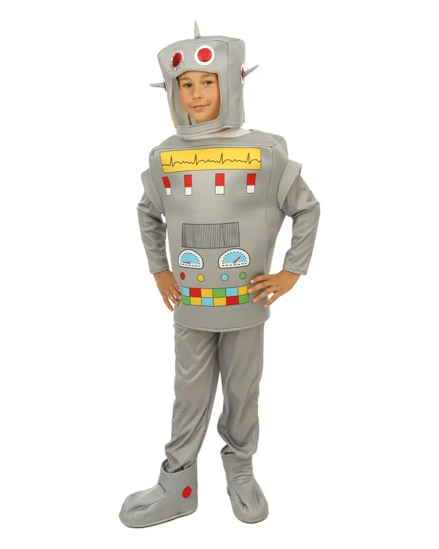 ptit-clown-roboter-kost-m-f-r-kinder-grau-komplett-mit-helm image 1