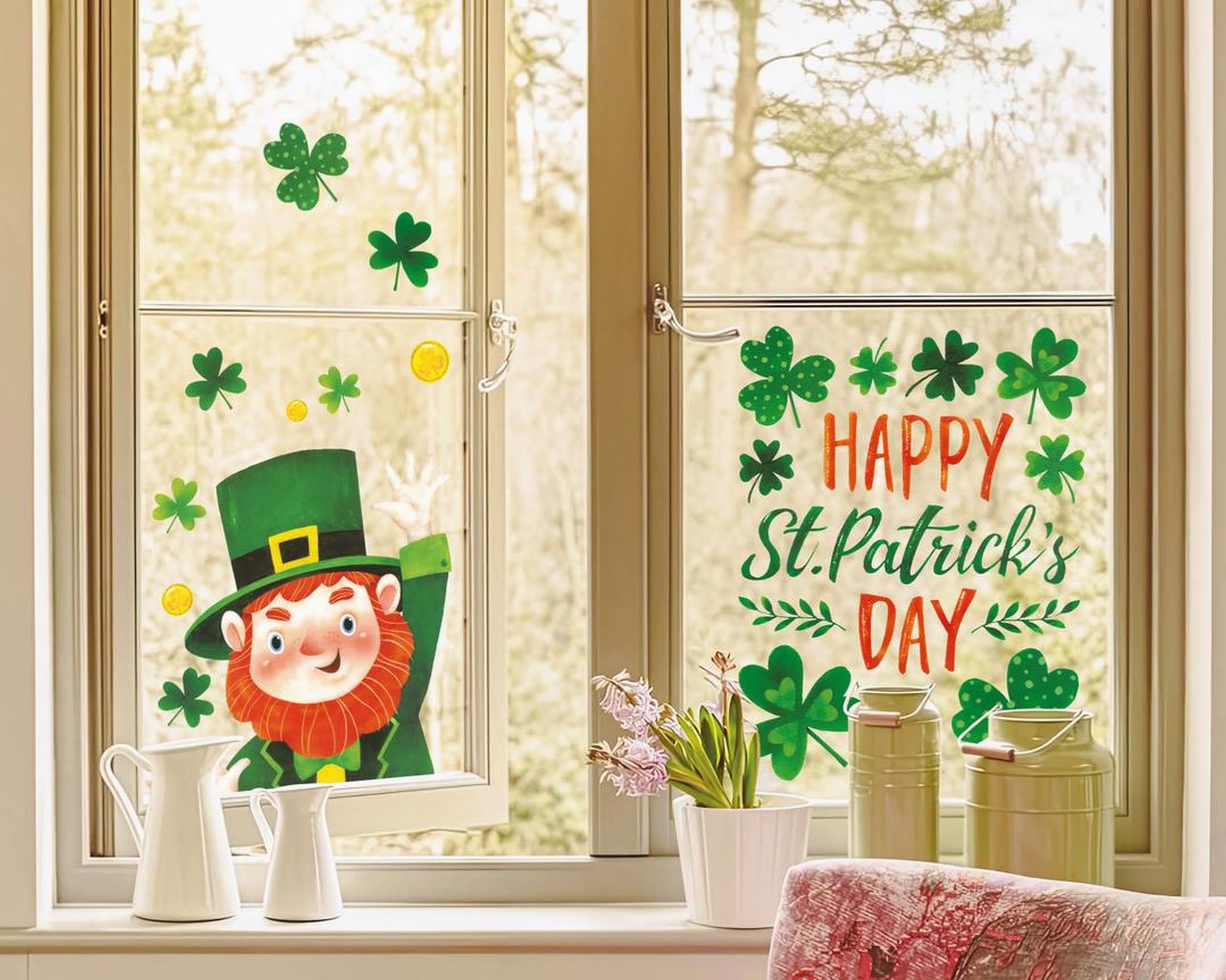 p-tit-clown-23249-fensteraufkleber-st-patrick-s-day-pvc-gr-n-rot image 1