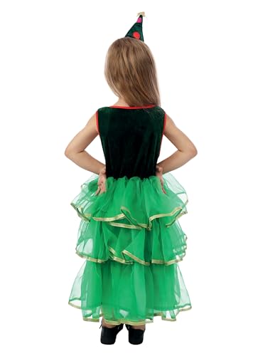 ptit-clown-weihnachtsbaum-kost-m-f-r-m-dchen-gr-n-mit-kleid-und-haarreif image 8
