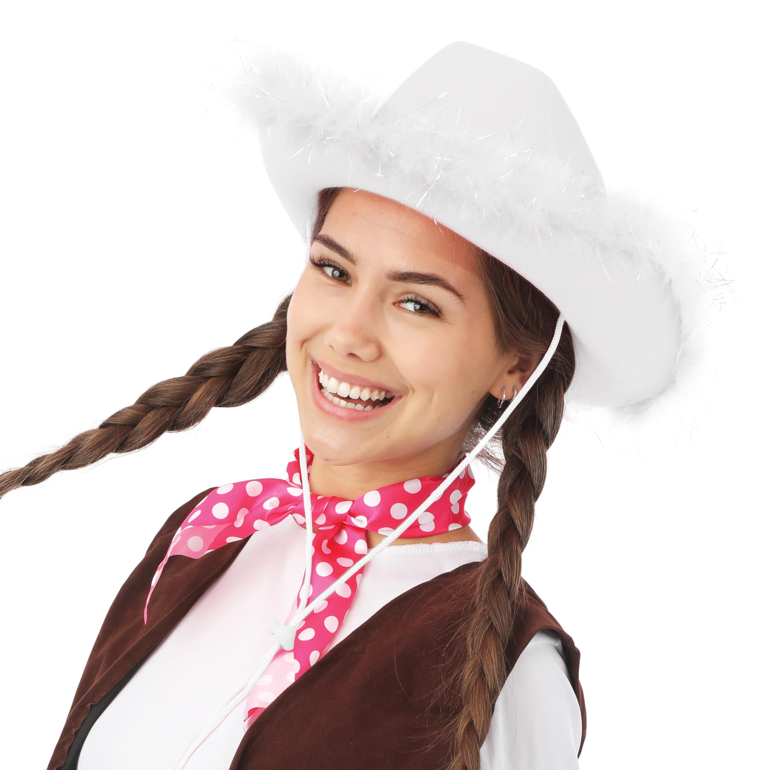 p-tit-clown-21302-cowgirl-filzhut-damen-wei-mit-federn-und-glimmer image 5